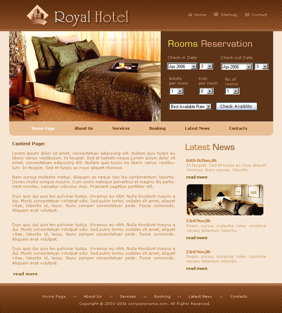 Hotel Website Background Templates